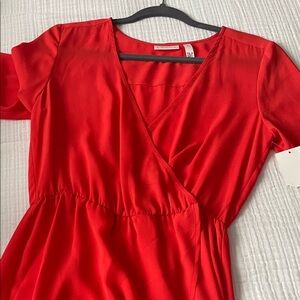 Lolita Vibrant Red Long Sleeve Dress asymmetrical with side slit